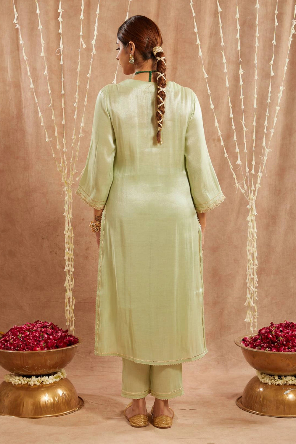 Minty Scallop Kurta With Pants