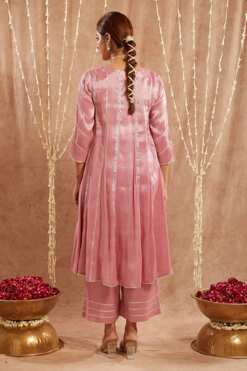 Pink Gota Anarkali With Pants