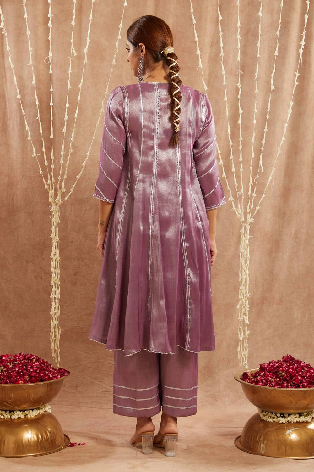 Purple Gota Kurta With Pants