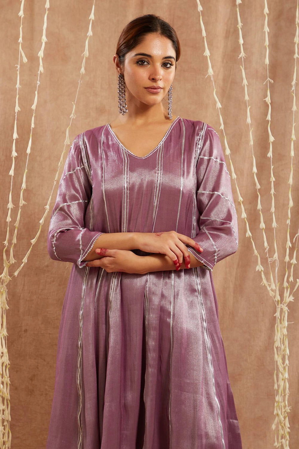 Purple Gota Kurta With Pants