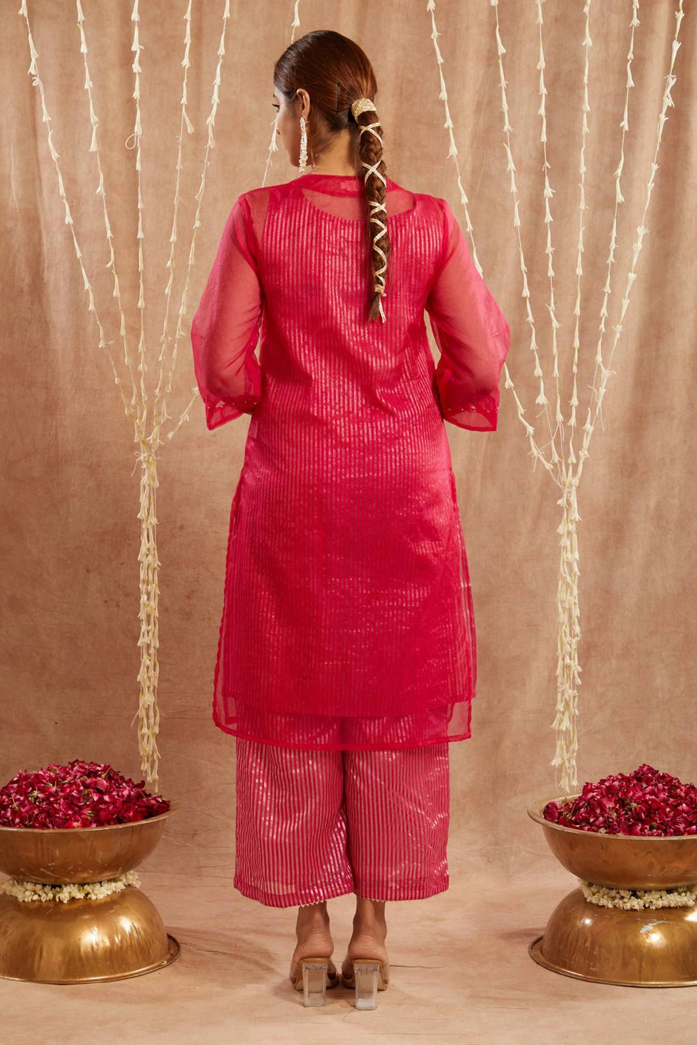 Pink Embroidred Kurta With Pants