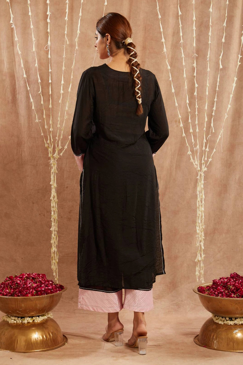 Black Chanderi Kurta With Pants