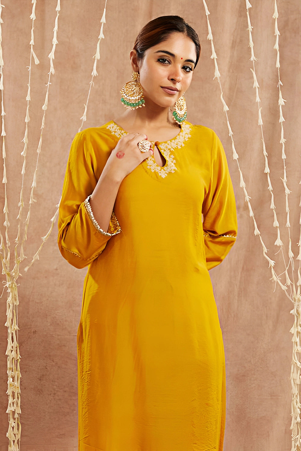 Golden Dori Kurta With Pants