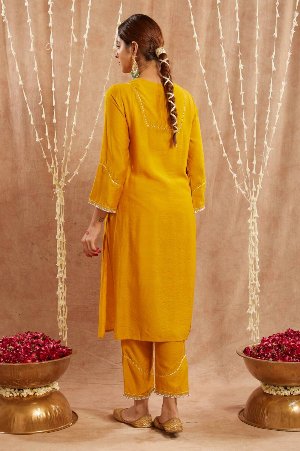 Golden Dori Kurta With Pants