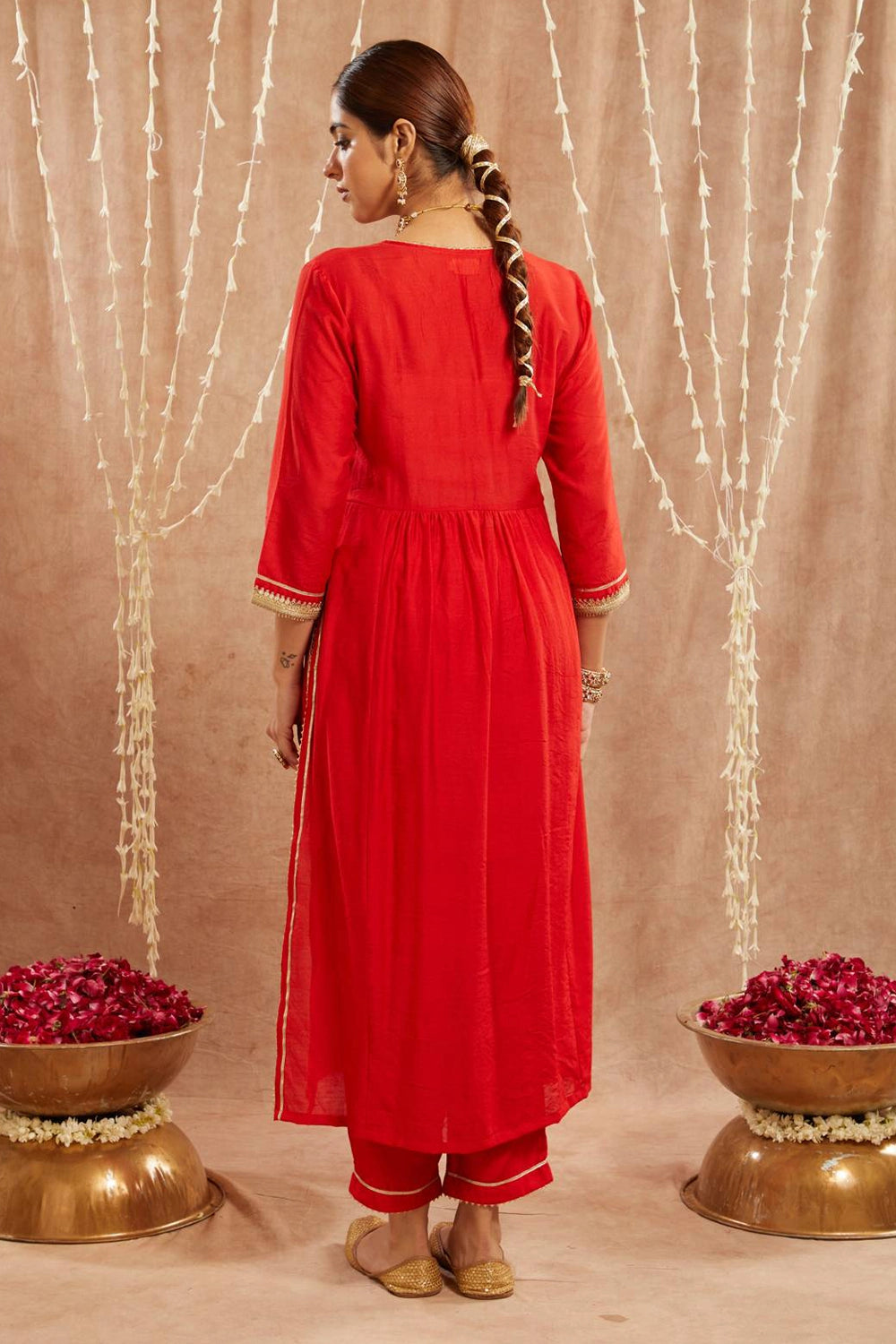 Red Charm Kurta With Pants