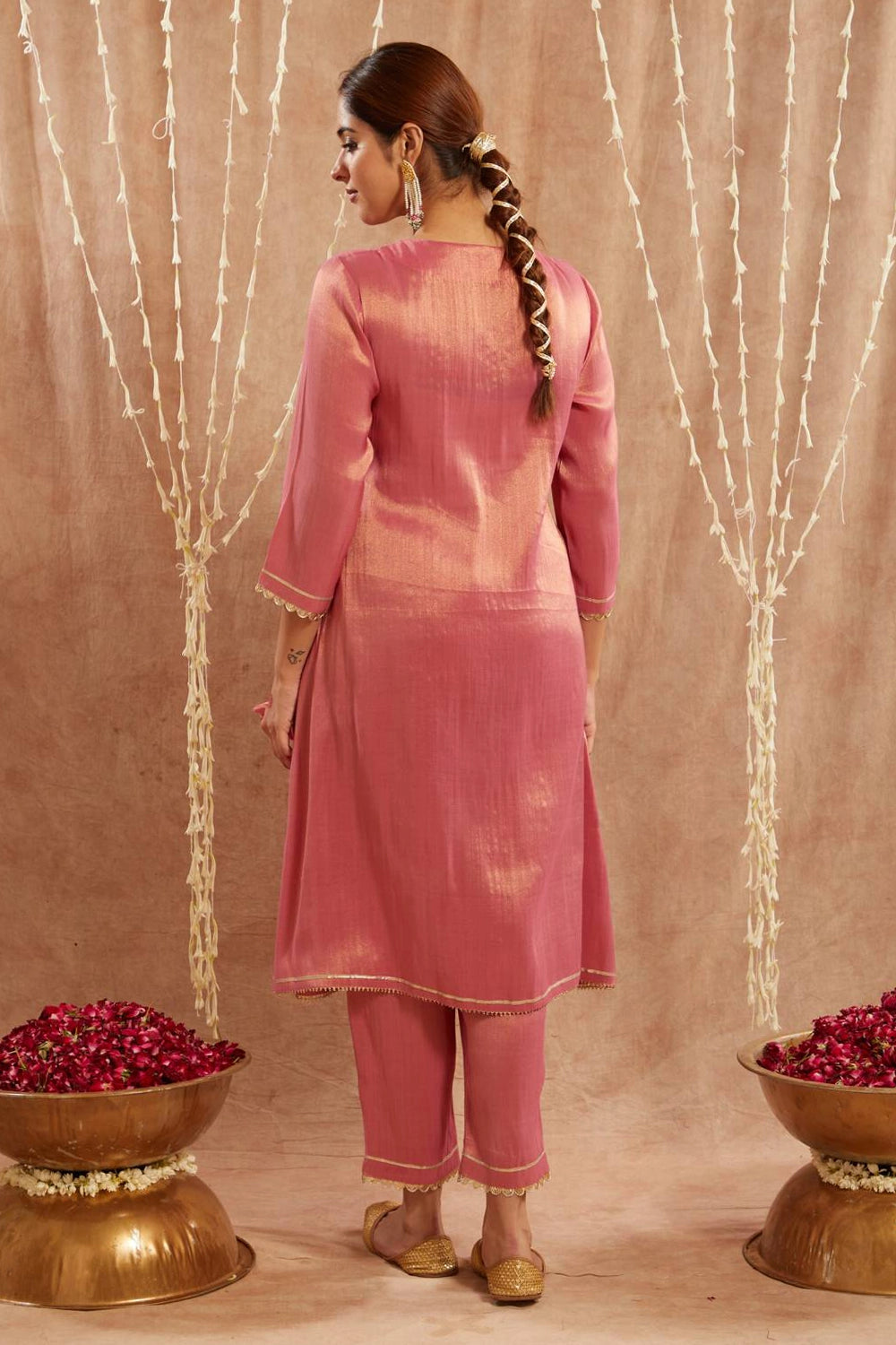 Pink Scallop Angrakha With Pants