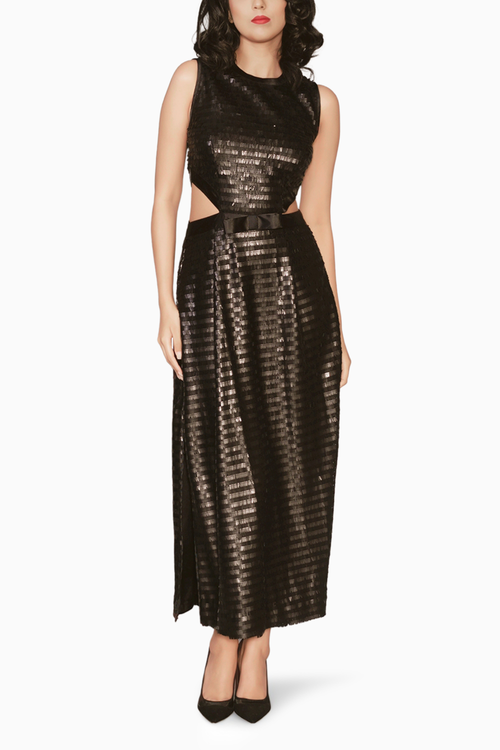 Golda Sequin Black Dress