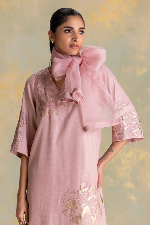 Golden Grace Blush Kurta Pant Set