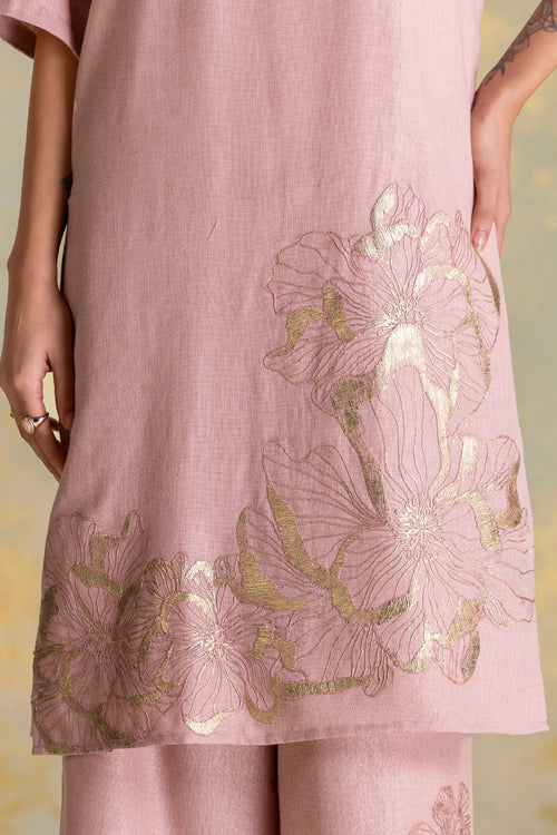 Golden Grace Blush Kurta Pant Set