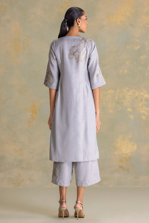 Golden Grace Smoke Kurta Pant Set