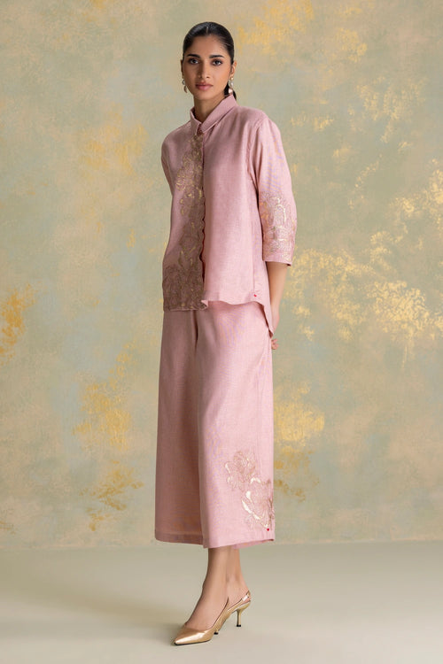 Golden Grace Blush Shirt Co-ord Set