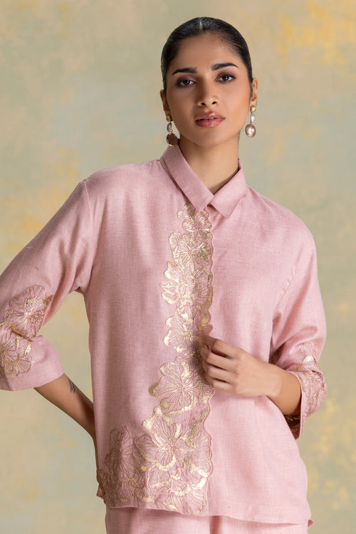 Golden Grace Blush Shirt Co-ord Set