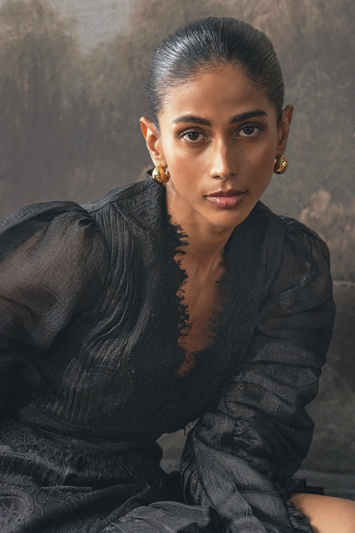 Charcoal Frill Dress
