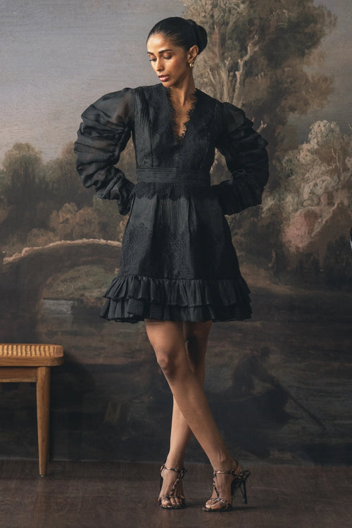 Charcoal Frill Dress