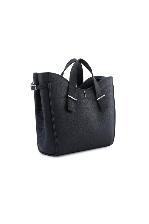 Greta Pebble Black Satchel Bag