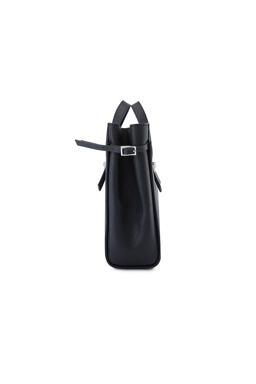 Greta Pebble Black Satchel Bag