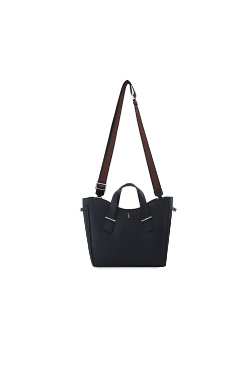 Greta Pebble Black Satchel Bag