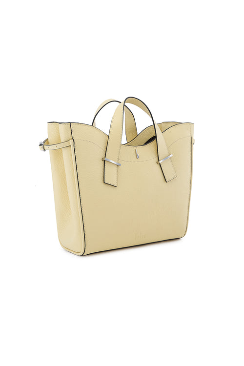 Greta Pebble Buttercream Satchel Bag