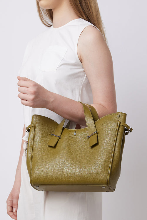 Greta Pebble Olive Satchel Bag