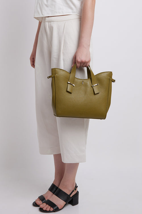 Greta Pebble Olive Satchel Bag