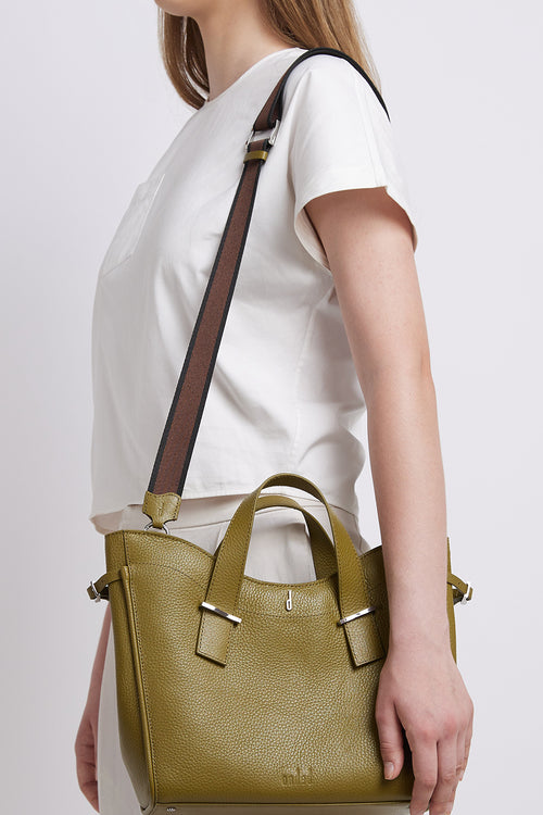 Greta Pebble Olive Satchel Bag