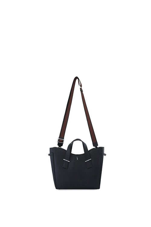 Greta Pebble Black Satchel Bag
