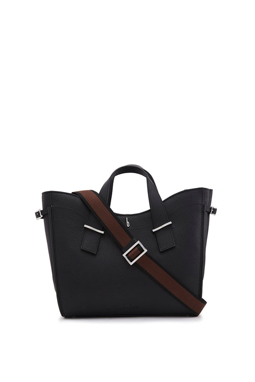 Greta Pebble Black Satchel Bag