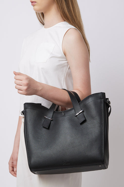Greta Pebble Black Tote Bag