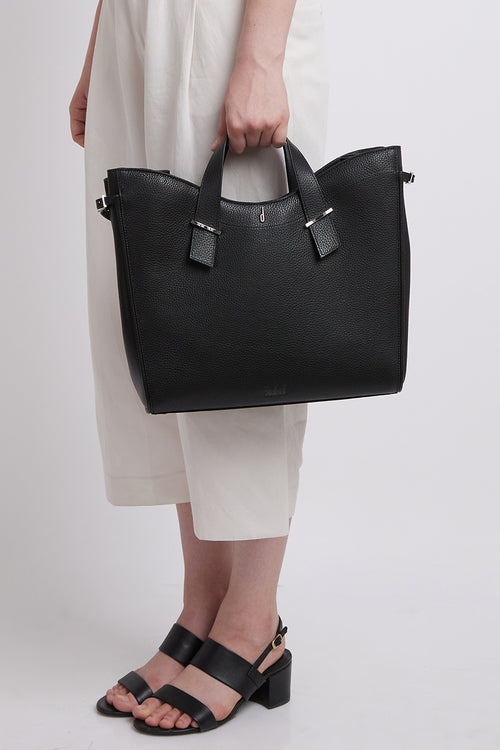 Greta Pebble Black Tote Bag