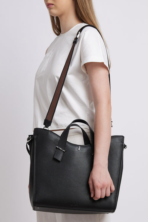 Greta Pebble Black Tote Bag