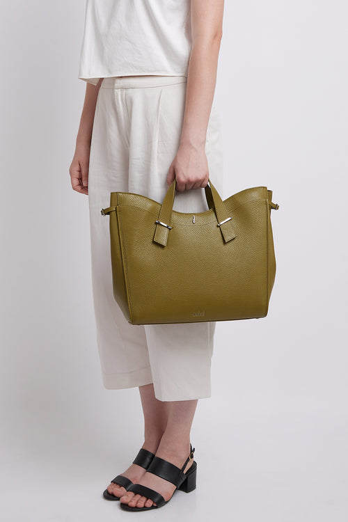 Greta Pebble Olive Tote Bag
