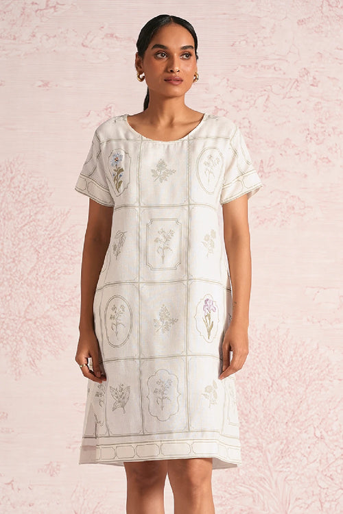 Garden Gallery Off White Leaf Dress