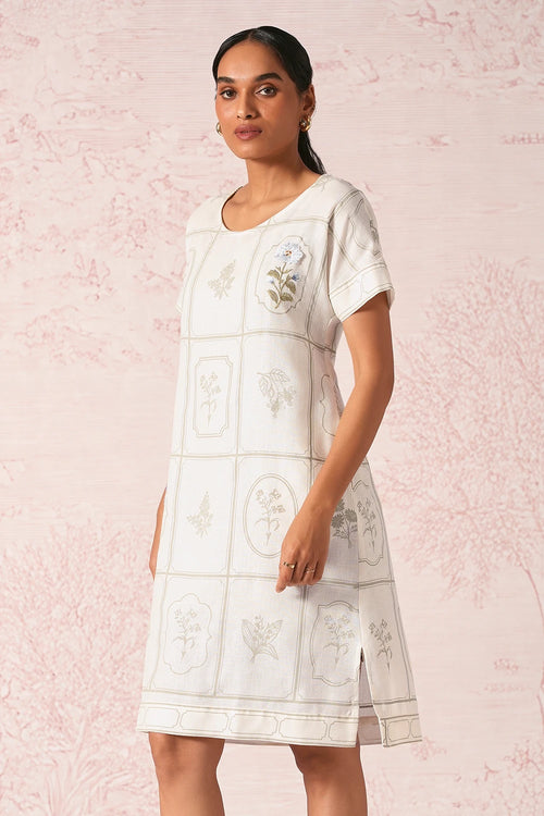 Garden Gallery Off White Leaf Dress