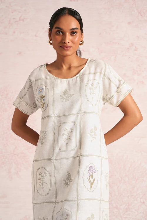 Garden Gallery Off White Leaf Dress