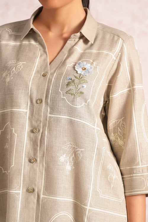 Garden Gallery Natural Ava Shirt  Co-ord