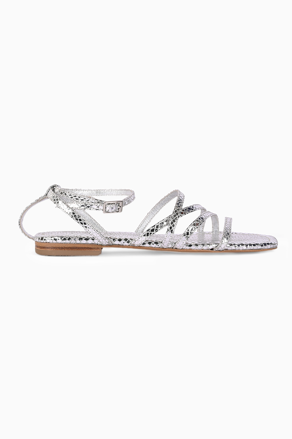 Genevieve Silver Leather Flats