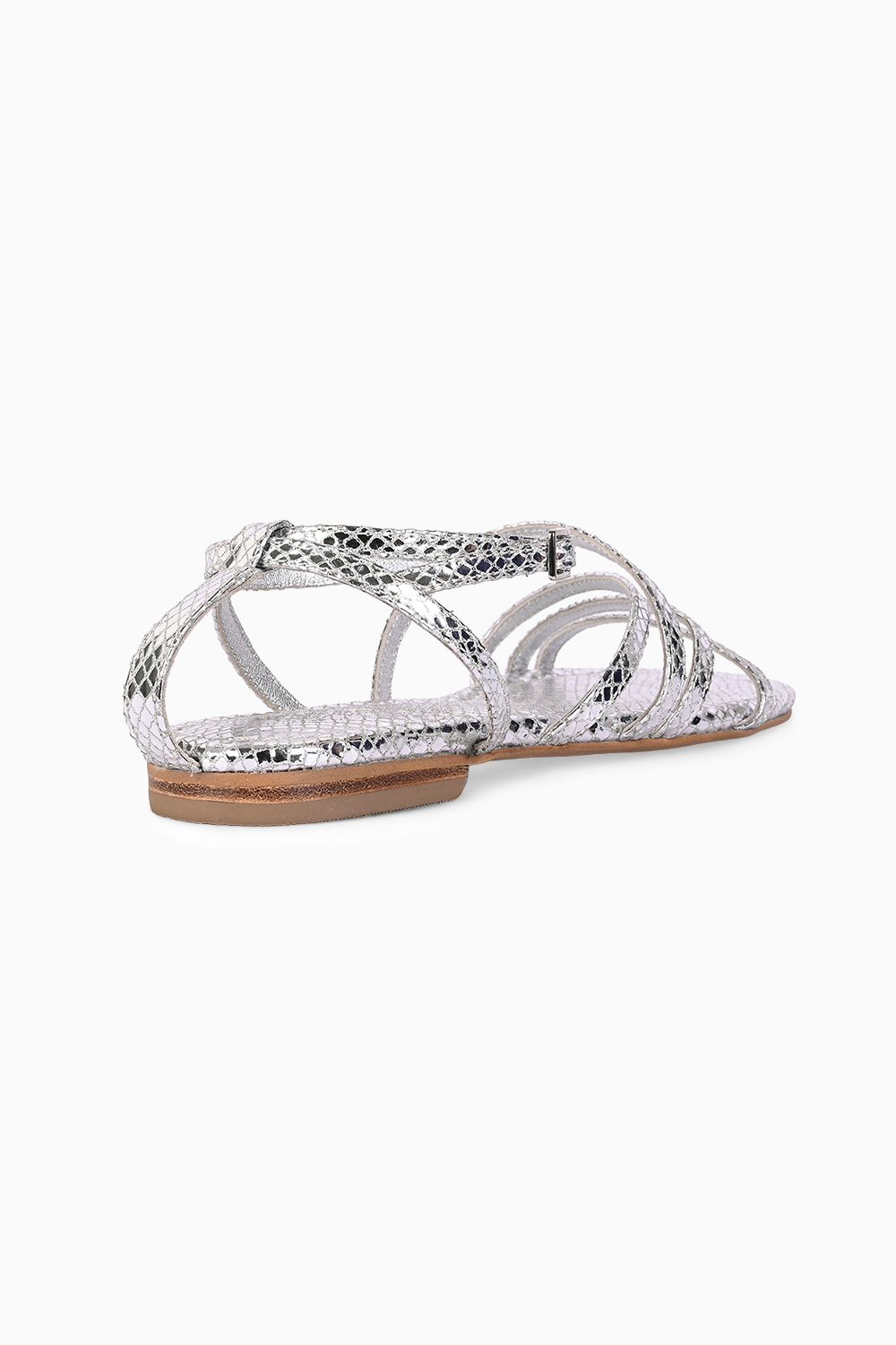 Genevieve Silver Leather Flats