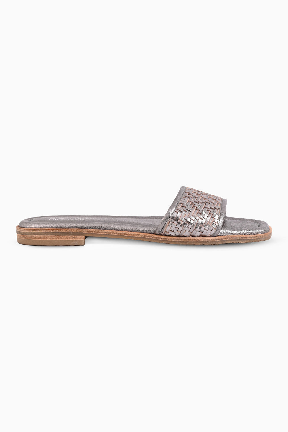 Glenda Pewter Woven Sliders