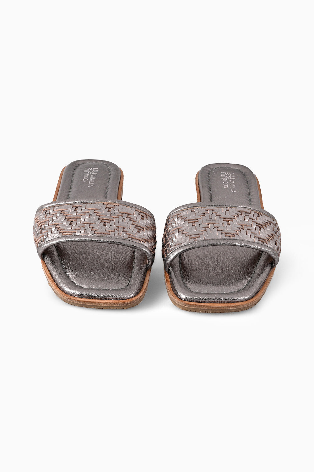 Glenda Pewter Woven Sliders