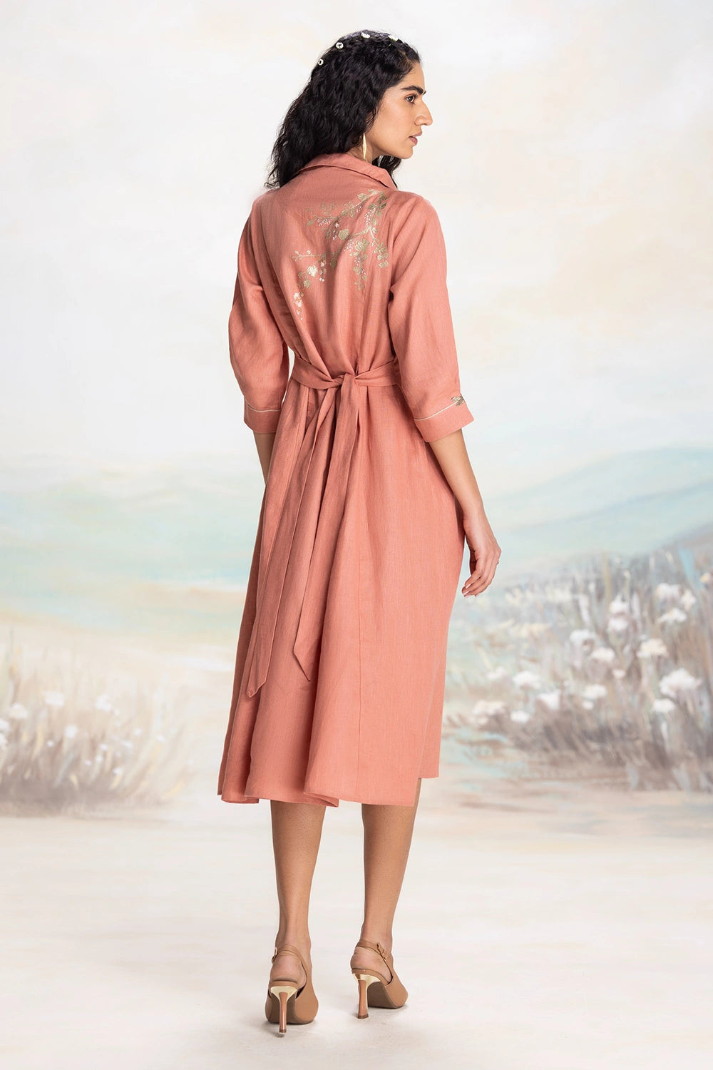 Golden Leaf Peach Dress