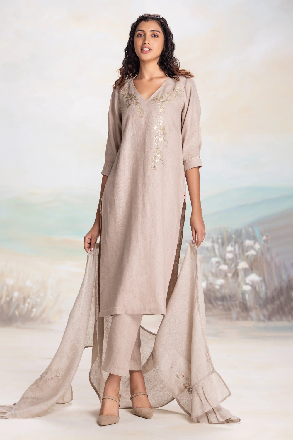 Golden Leaf Kurta Set