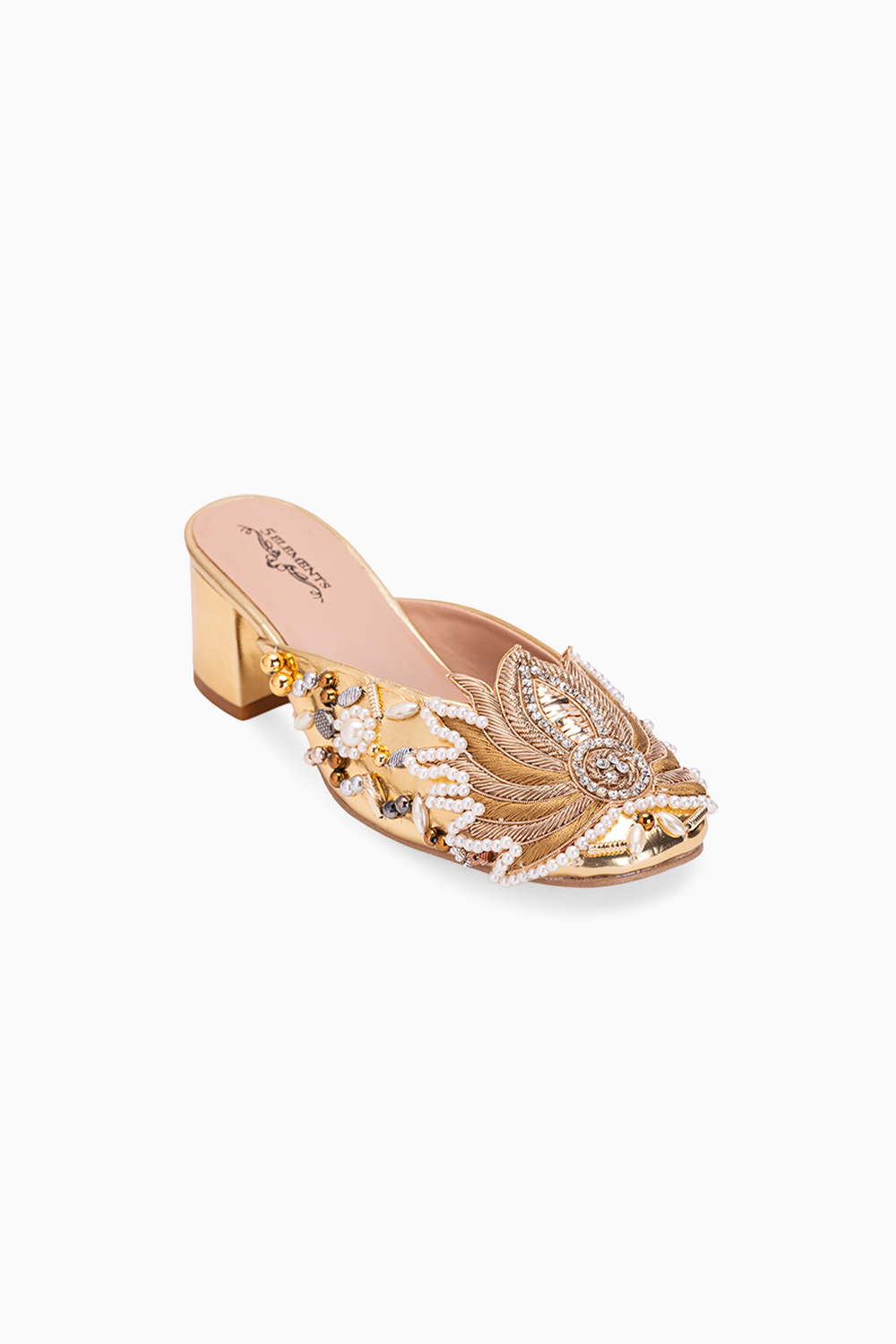 Gold Lotus Mule Heels