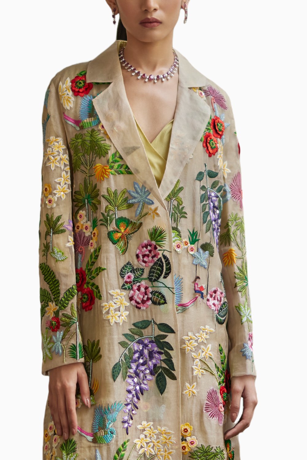 Golden Zari Embroidered Garden Jacket