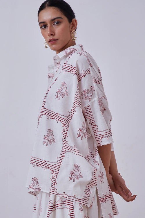 Goonj Red Hand Printed Shirt