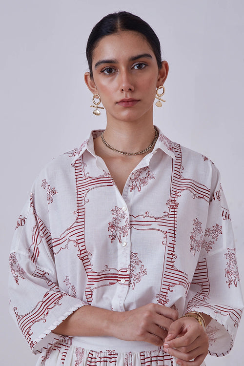 Goonj Red Hand Printed Shirt
