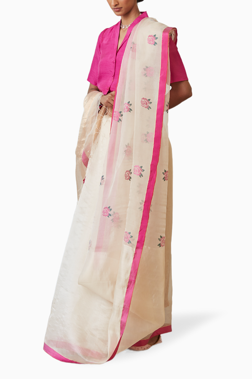 Grace Rose Jamdani Silk Saree