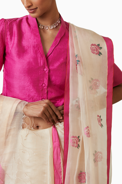 Grace Rose Jamdani Silk Saree