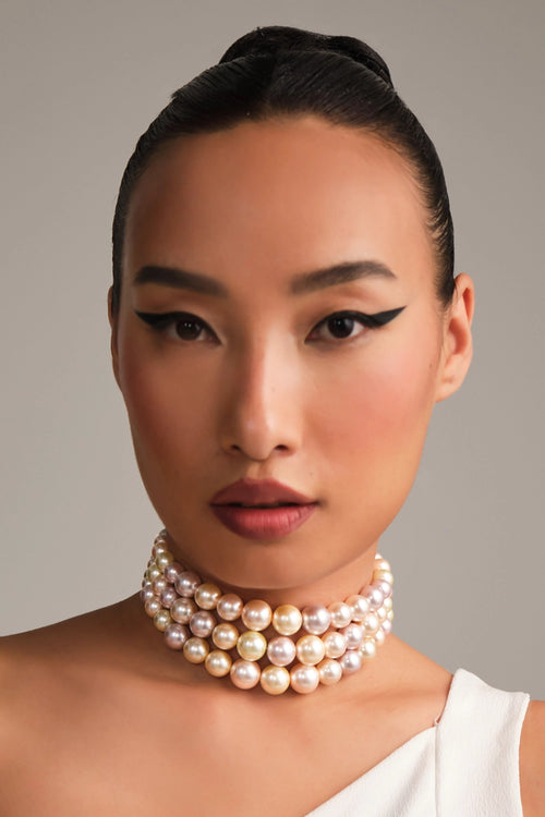 Graded Multicoloured Pearl Choker