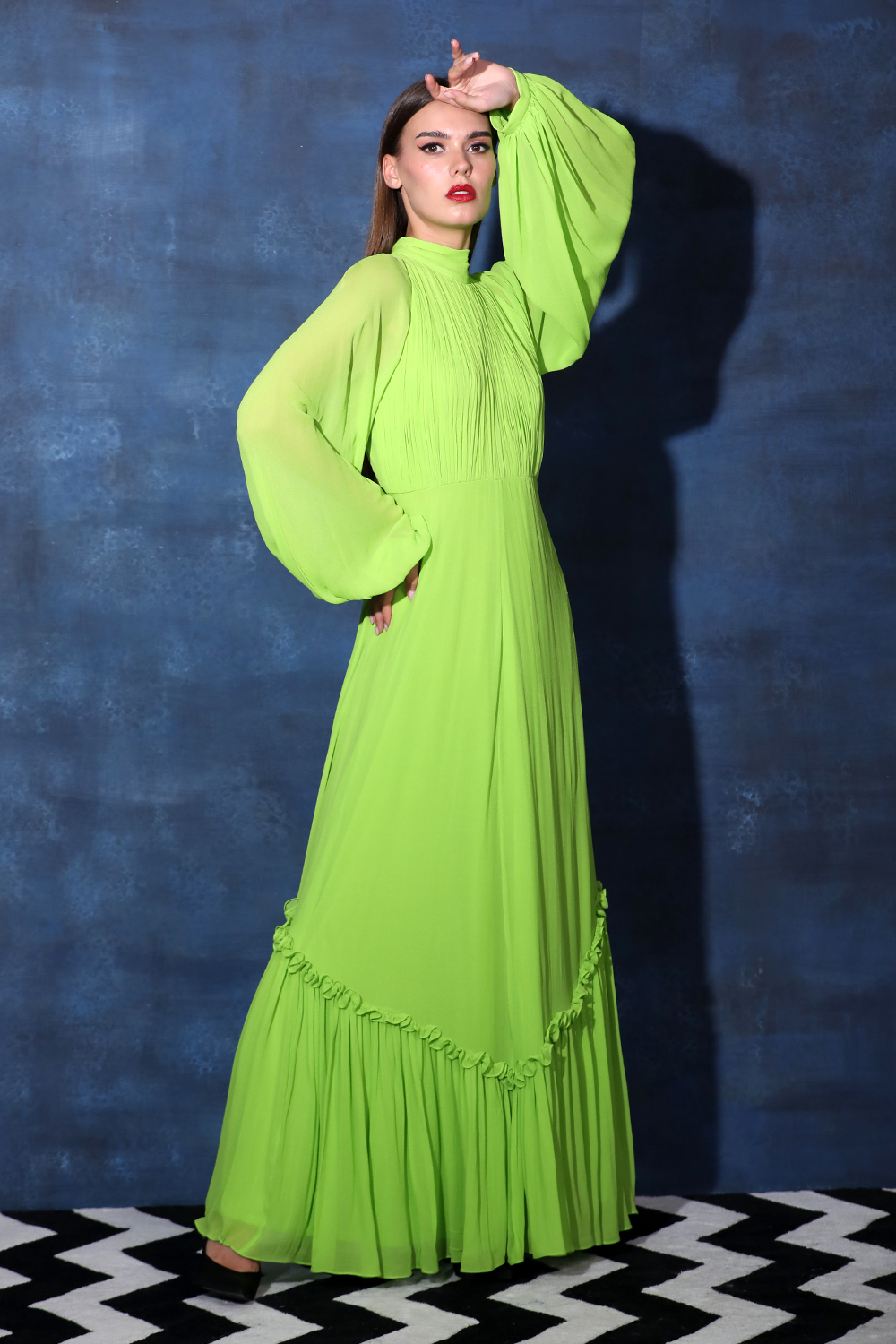Green Backless Tie Halter Neck Gown