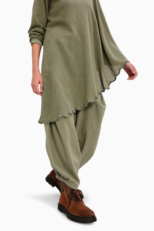 Green Ribbed Scallop Tunic